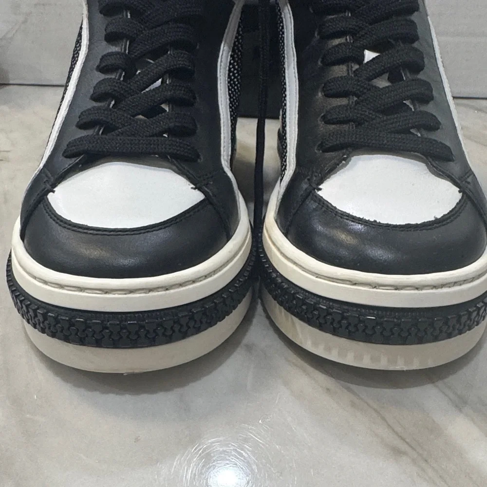 Sergio Rossi Black and White High-Top Sneakers size 35